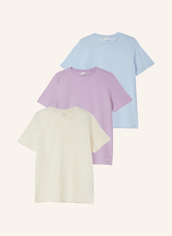 s.Oliver RED 3er-Pack T-Shirts BLAU/ LILA/ GELB
