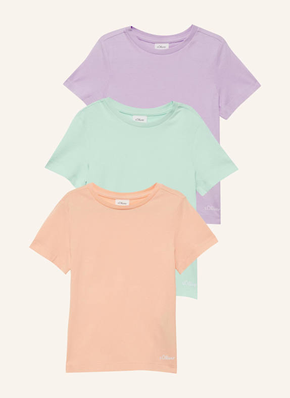s.Oliver RED 3er-Pack T-Shirts ORANGE/ LILA/ TÜRKIS