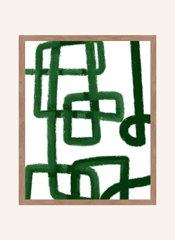 ANY IMAGE Wandbild GRÜNES LABYRINTH mit Rahmen BRAUN