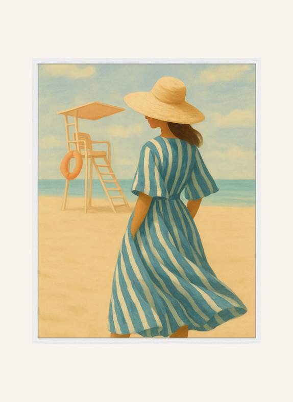 ANY IMAGE Wandbild STREIFENWIND mit Rahmen WEISS