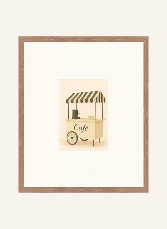 Liv Corday Wandbild CAFÉ À LA RUE mit Rahmen BRAUN