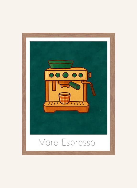 Liv Corday Wandbild MEHR ESPRESSO mit Rahmen BRAUN