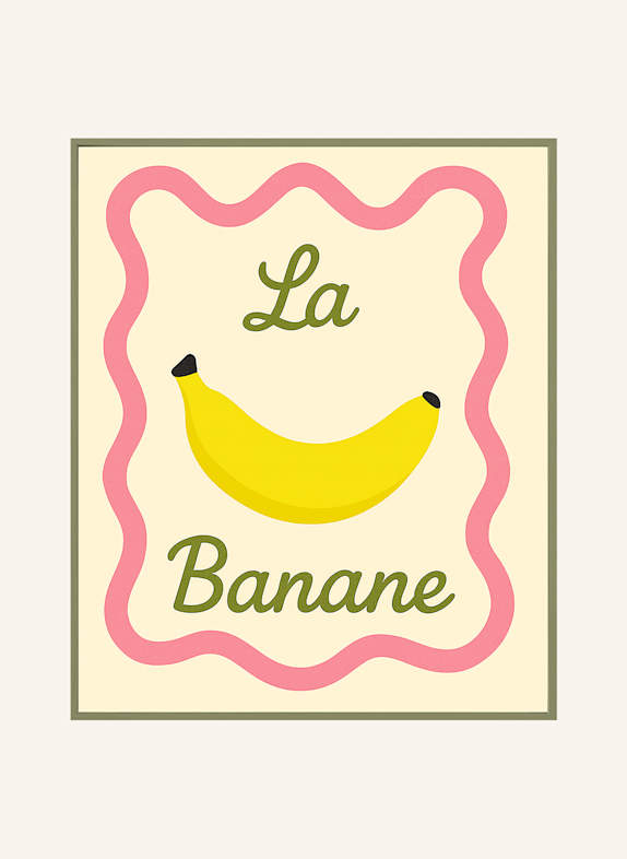 Liv Corday Wandbild DIE BANANE mit Rahmen GRÜN