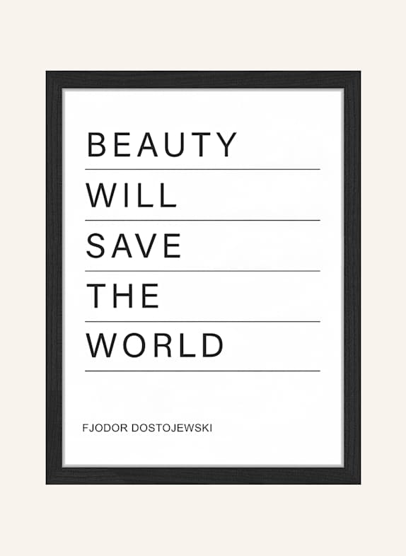 ANY IMAGE Wandbild BEAUTY WILL SAVE mit Rahmen SCHWARZ