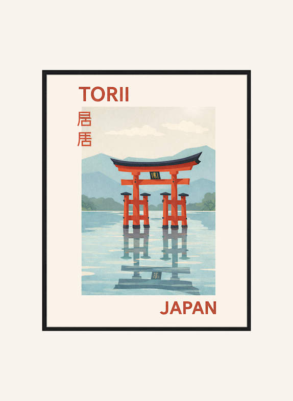 Liv Corday Wandbild TORII, JAPAN mit Rahmen SCHWARZ