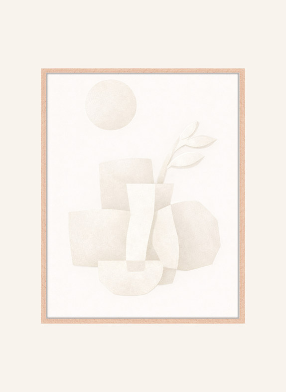 Liv Corday Wandbild ZUSAMMENHALT mit Rahmen HELLBRAUN