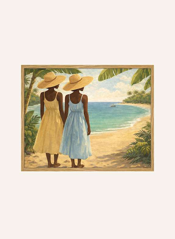 Liv Corday Wandbild STRANDZEIT mit Rahmen ECRU