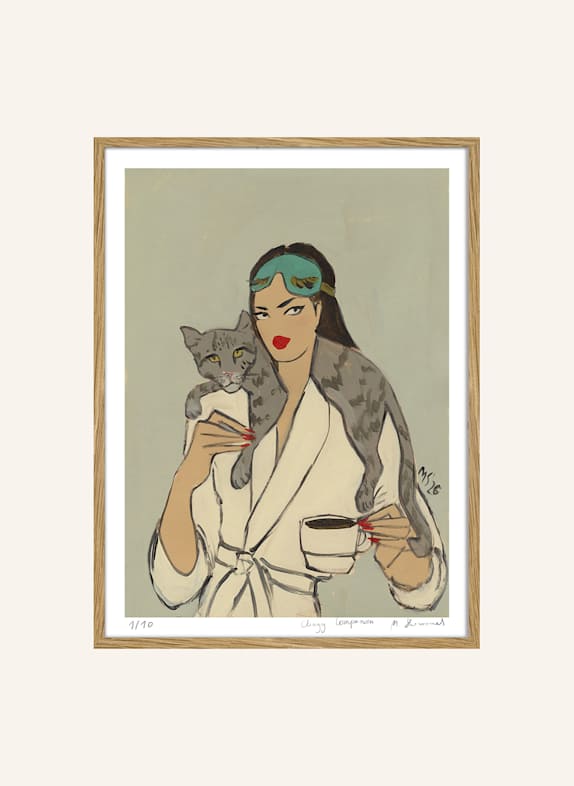 MARTAS ILLUSTRATION Kunstwerk in beperkte oplage: CLINGY COMPANION met lijst ECRU