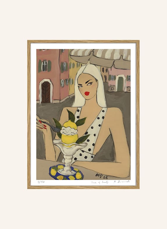 MARTAS ILLUSTRATION Kunstwerk in beperkte oplage ‘TASTE OF AMALFI’ met lijst ECRU
