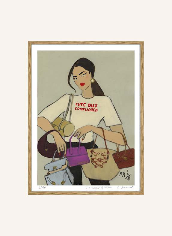 MARTAS ILLUSTRATION Kunstwerk in beperkte oplage THE WEIGHT OF OPTIONS met lijst ECRU