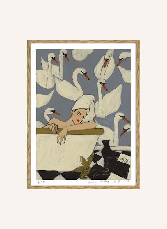 MARTAS ILLUSTRATION Kunstwerk in beperkte oplage QUIETLY ELSEWHERE, inclusief lijst ECRU