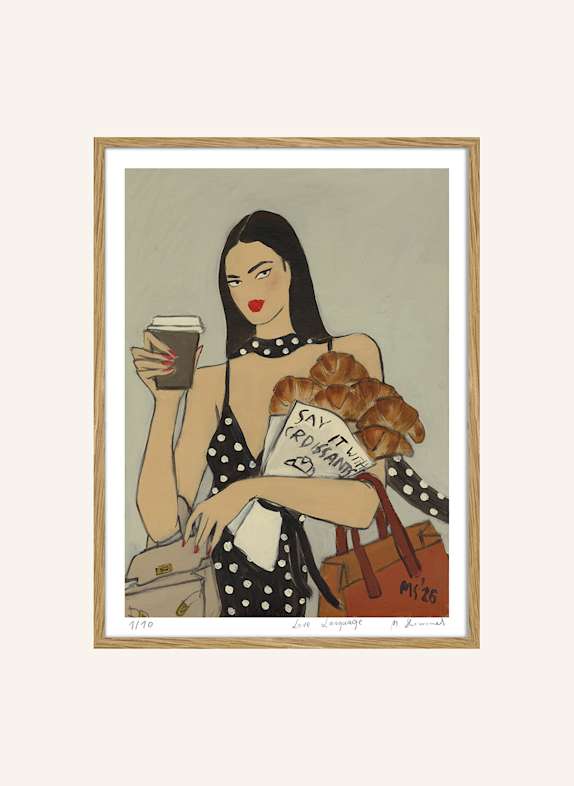 MARTAS ILLUSTRATION Kunstwerk LOVE LANGUAGE in beperkte oplage, inclusief lijst ECRU