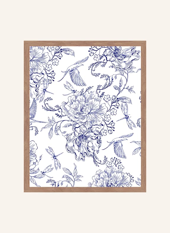 Liv Corday Wandbild ZWISCHEN BLAUEN BLÜTEN mit Rahmen BRAUN