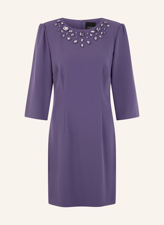MARC CAIN Kleid mit 3/4-Arm und Schmucksteinen DUNKELLILA