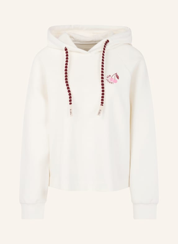 MARC CAIN Hoodie mit Schmucksteinen WEISS/ CREME