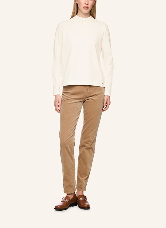 MARC CAIN Longsleeve mit Schmucksteinen WEISS / CREME