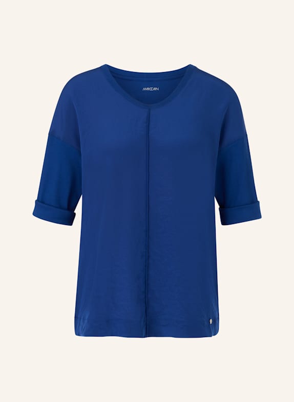 MARC CAIN Blusenshirt im Materialmix mit 3/4-Arm DUNKELBLAU