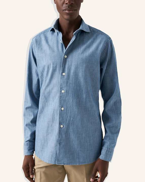 ETON Denim-Twill-Hemd BLAU