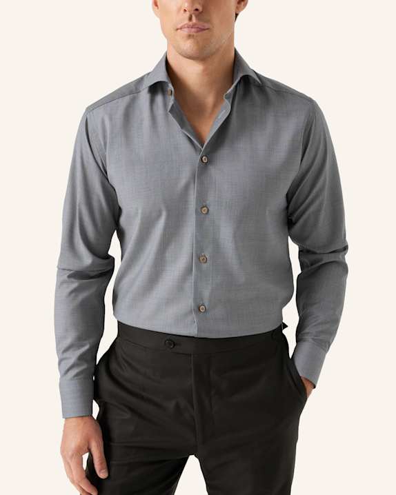 ETON Slim Fit Merino-Wollhemd BRAUN