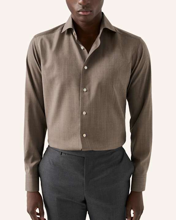 ETON Hemd Merinowolle Supima 120 Slim fit BEIGE