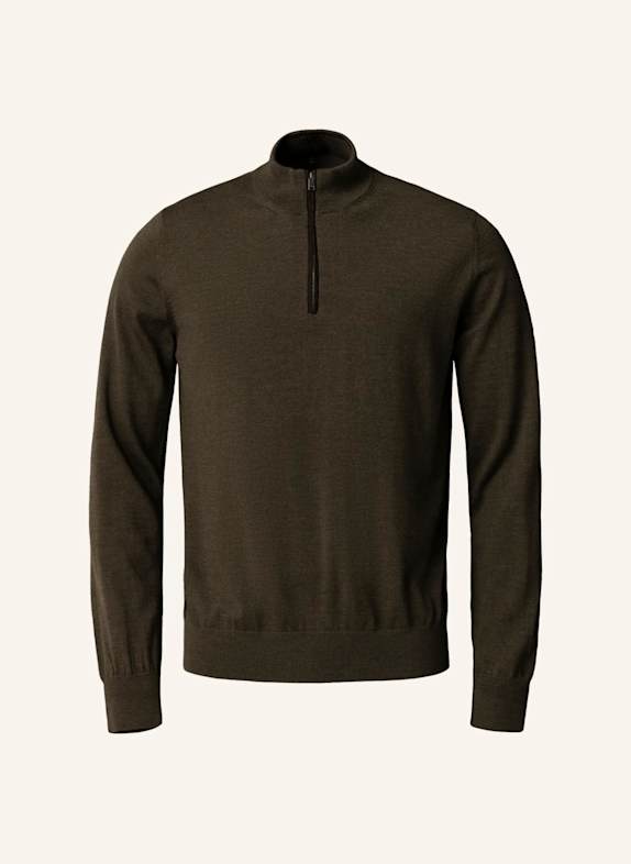 ETON Quarter-Zip-Strickpullover DUNKELGRÜN