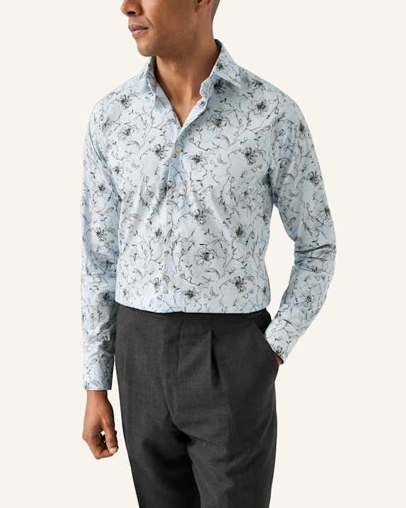 ETON Geblümtes Signature-Twill-Hemd Slim Fit BLAU