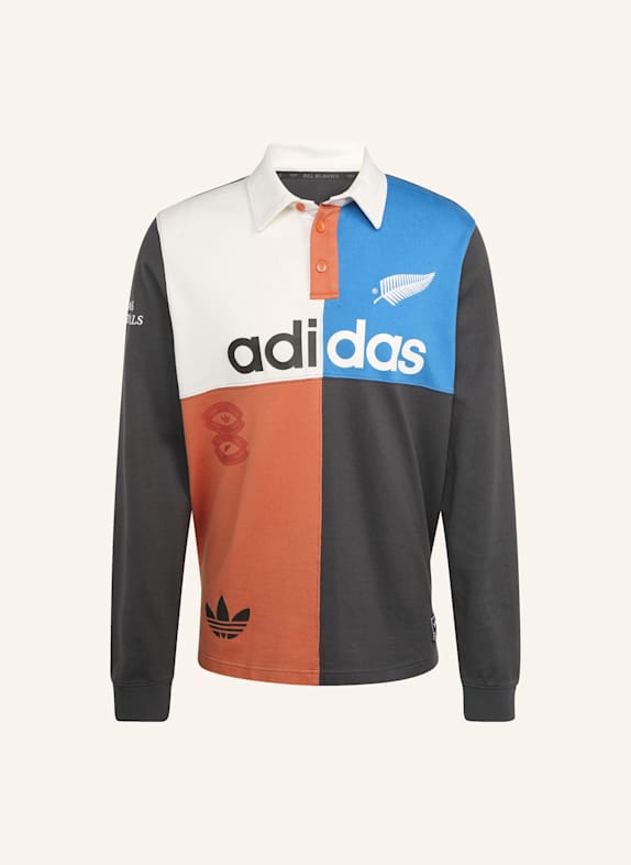 adidas Originals ADIDAS ORIGINALS & ALL BLACKS HERITAGE RUGBY POLOSHIRT GRAU
