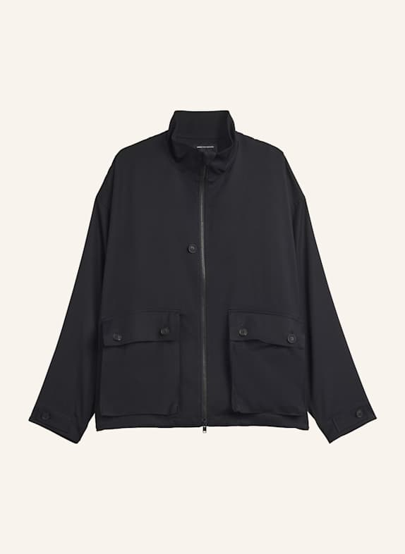 Y-3 Y-3 OBERTEIL AUS VISKOSE-TWILL MIT REISSVERSCHLUSS SCHWARZ