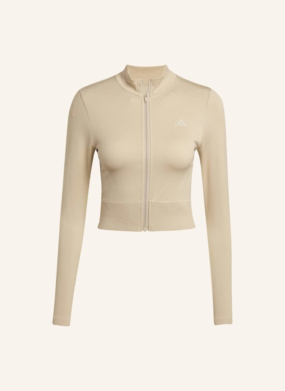 adidas WORKOUT ESSENTIALS STRICKJACKE MIT DURCHGEHENDEM REISSVERSCHLUSS BEIGE