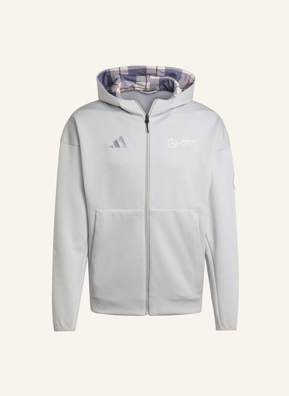 adidas MERCEDES-AMG PETRONAS FORMULA ONE TEAM SILVER ARROWS TRAININGSJACKE MIT KAPUZE UND DURCHGEHENDEM REISSVERSCHLUSS GRAU