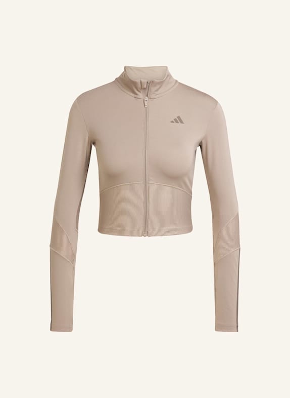 adidas HYPERGLAM RIB ZIP THRU COVER UP BRAUN