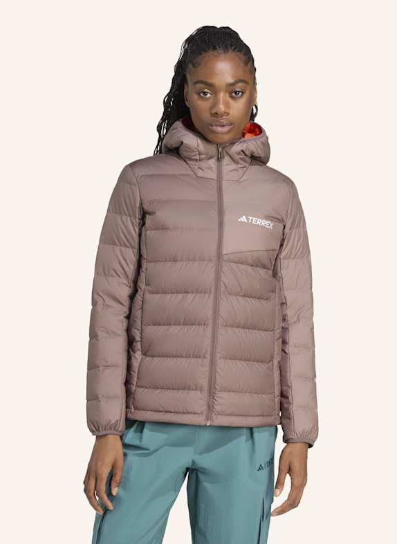 adidas TERREX TERREX MULTI DAUNENJACKE, CLIMAWARM, KAPUZE, LEICHT BRAUN