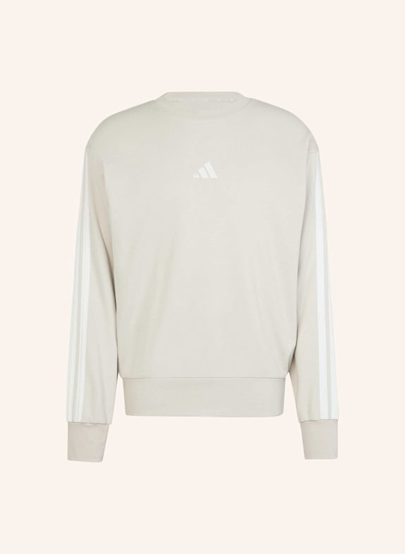 adidas ESSENTIALS 3-STREIFEN FRENCH TERRY SWEATSHIRT BEIGE/ WEISS