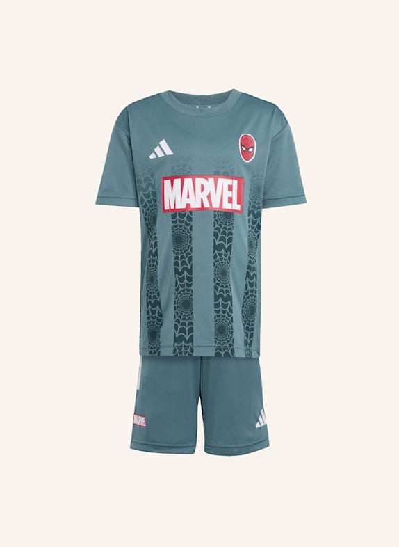 adidas MARVEL SPIDER-MAN T-SHIRT-SET FÜR KINDER TÜRKIS/ WEISS