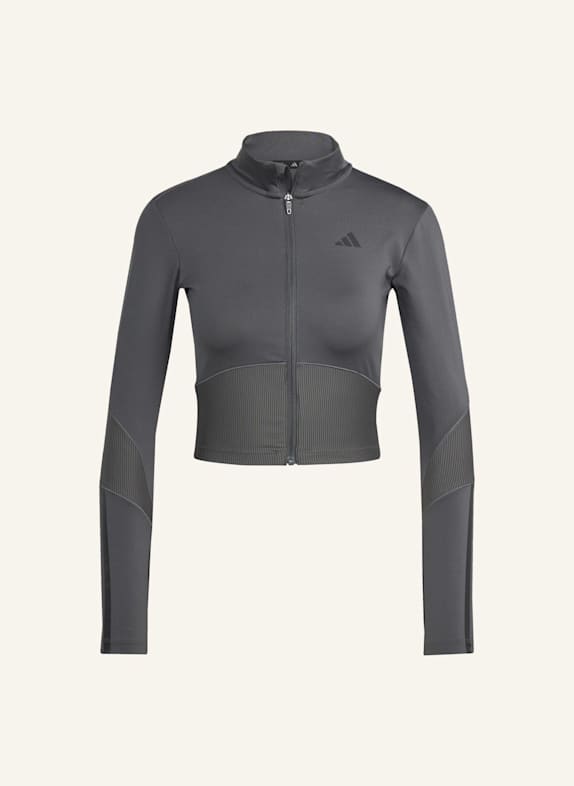 adidas HYPERGLAM RIB ZIP THRU COVER UP GRAU/ SCHWARZ