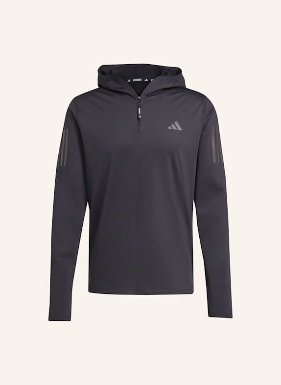 adidas OWN THE RUN HOODIE, WINTERFEST, REISSVERSCHLUSS BIS ZUR BRUST SCHWARZ