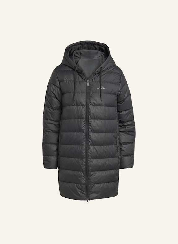 adidas ESSENTIALS CLIMAWARM 3-STREIFEN LIGHT DAUNENPARKA MIT KAPUZE SCHWARZ