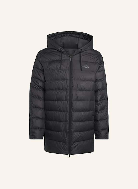 adidas ESSENTIALS CLIMAWARM 3-STREIFEN LIGHT DAUNENPARKA MIT KAPUZE SCHWARZ
