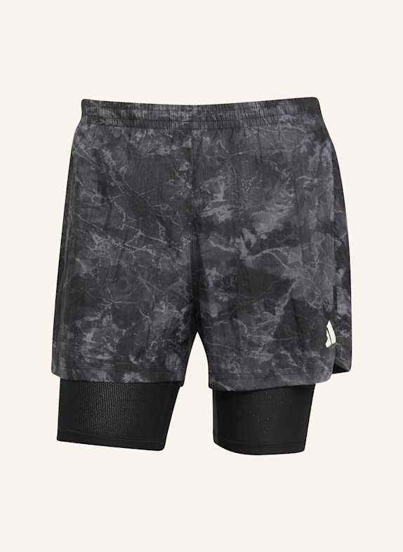 adidas OWN THE RUN SPRAY DYE 2-IN-1 SHORTS GRAU/ SCHWARZ