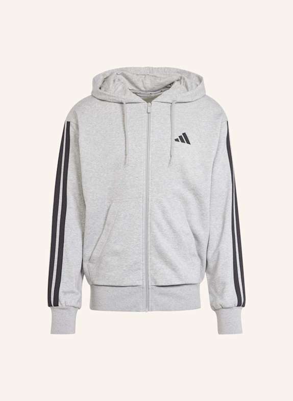 adidas ESSENTIALS 3-STREIFEN FRENCH TERRY KAPUZENJACKE SCHWARZ