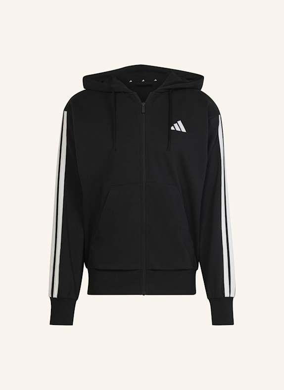adidas ESSENTIALS 3-STREIFEN FRENCH TERRY KAPUZENJACKE SCHWARZ/ WEISS