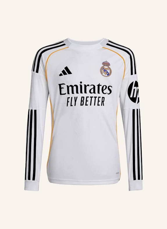 adidas REAL MADRID 25/26 LONG SLEEVE KIDS HEIMTRIKOT WEISS