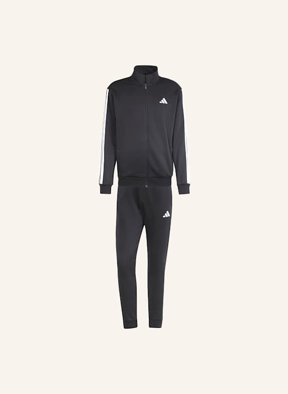 adidas 3-STREIFEN FLEECE TRAININGSANZUG SCHWARZ