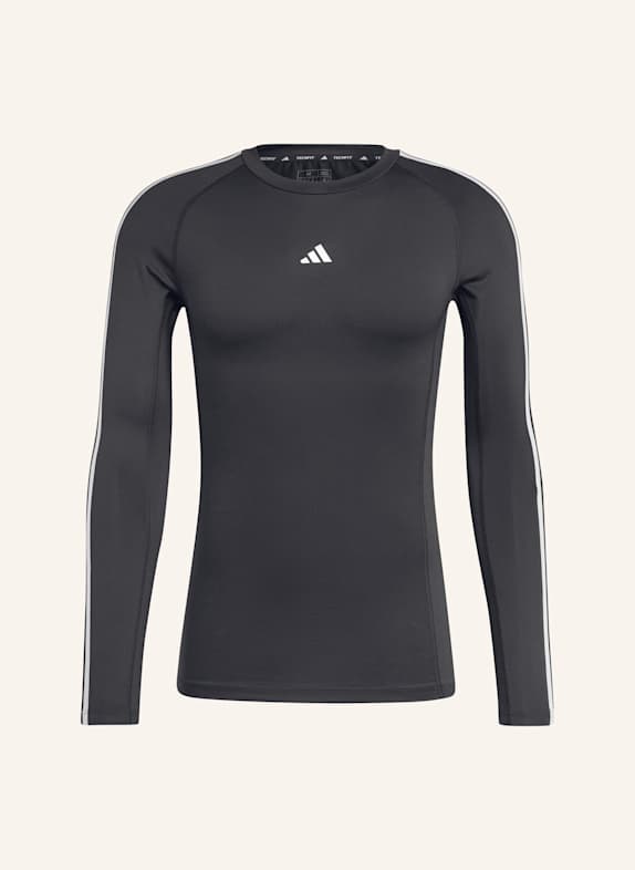 adidas TECHFIT COMPRESSION TRAINING 3-STREIFEN LONGSLEEVE SCHWARZ