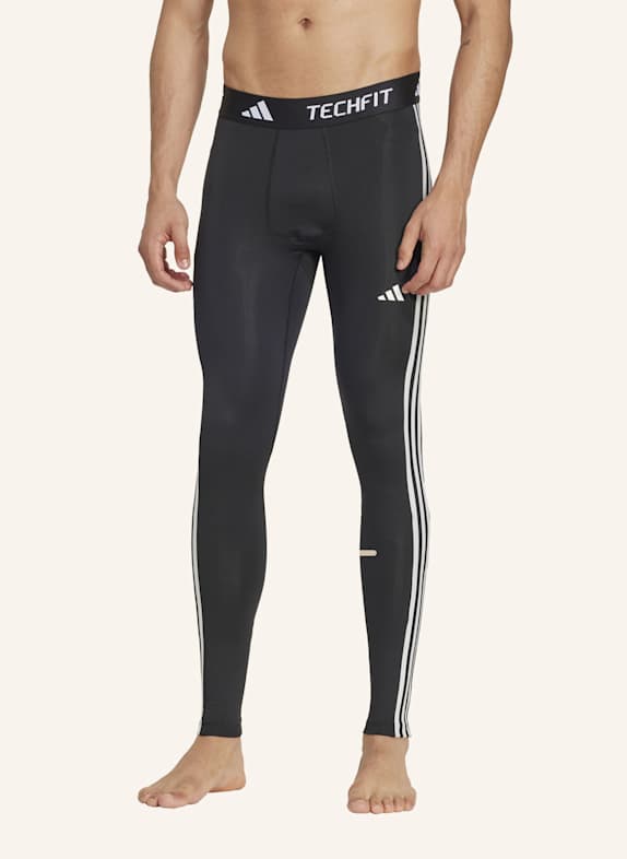 adidas TECHFIT COMPRESSION TRAINING 3-STREIFEN LANGE LEGGINGS SCHWARZ