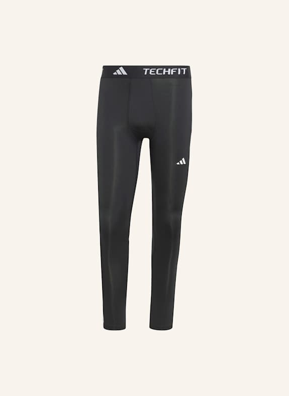 adidas TECHFIT COMPRESSION TRAINING 3-STREIFEN LANGE LEGGINGS SCHWARZ