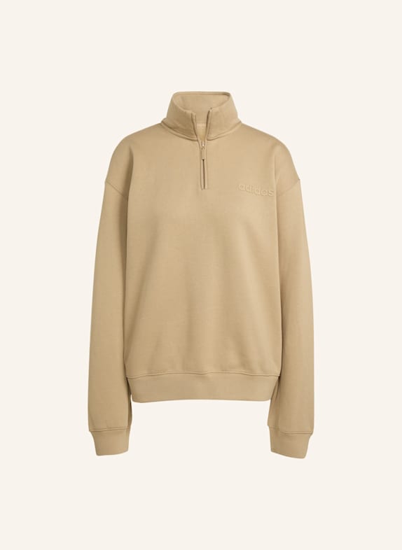 adidas Originals ESSENTIALS LINEAR QUARTER-ZIP OVERSIZED OBERTEIL BEIGE