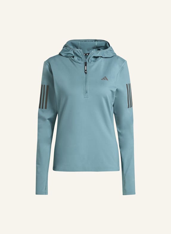 adidas Laufshirt OWN THE RUN WINTERIZED HOODED HALF ZIP TÜRKIS