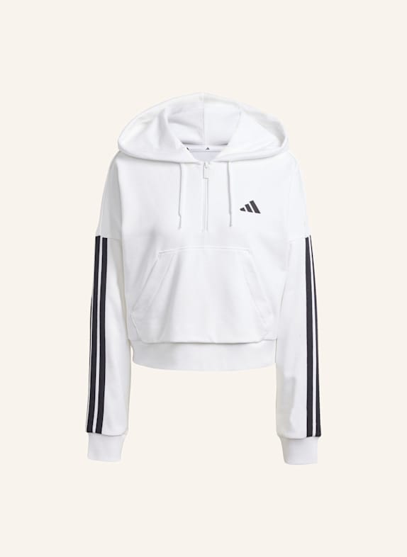 adidas ESSENTIALS 3-STREIFEN FRENCH TERRY QUARTER-ZIP HOODIE WEISS/ SCHWARZ