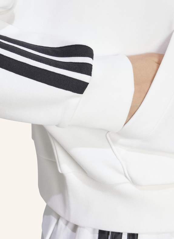 adidas ESSENTIALS 3-STREIFEN FRENCH TERRY QUARTER-ZIP HOODIE WEISS/ SCHWARZ